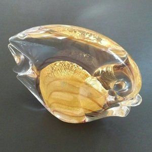 ✨HOST PICK!✨  Sardinia Crystal & Gold Fish Figurine, 24 karat